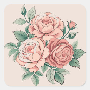 Vintage Roses Square Sticker