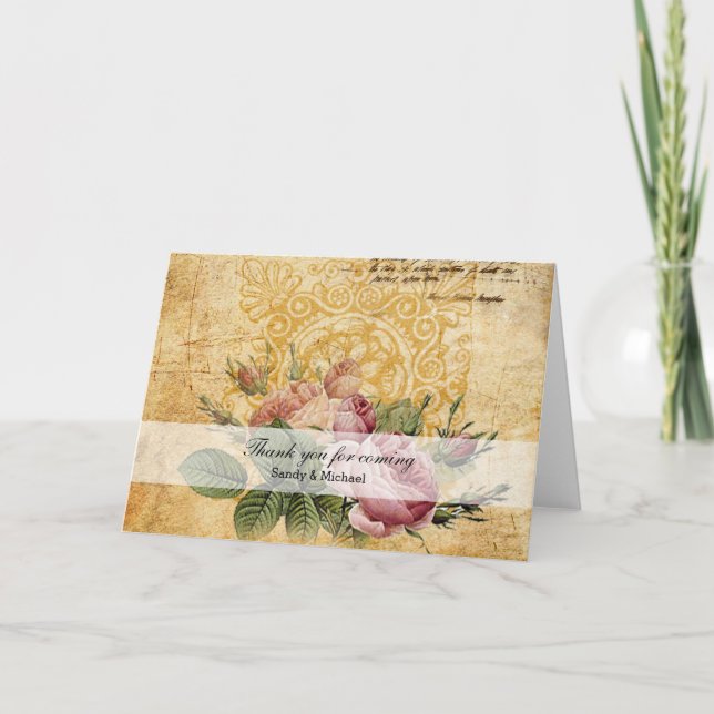 Vintage Roses Thank You Card (Front)