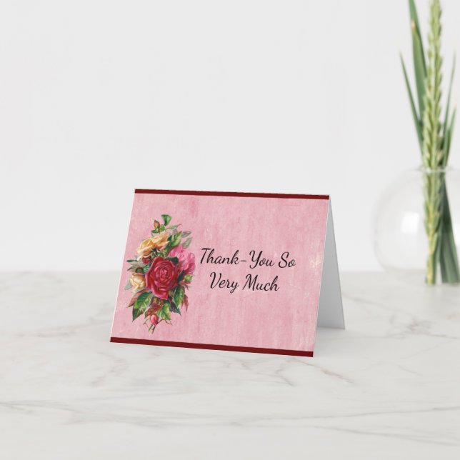 Vintage Roses Thank You Card (Front)