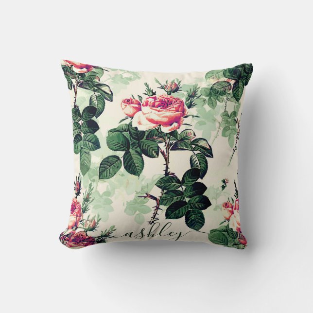 Vintage Roses Throw Pillow (Front)