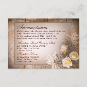 vintage roses wedding accommodations card
