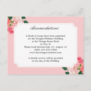 Vintage Roses Wedding Accommodations Postcard