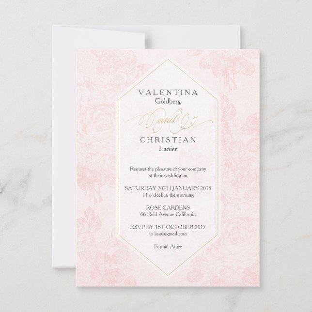 Vintage Roses Wedding Invitation (Front)