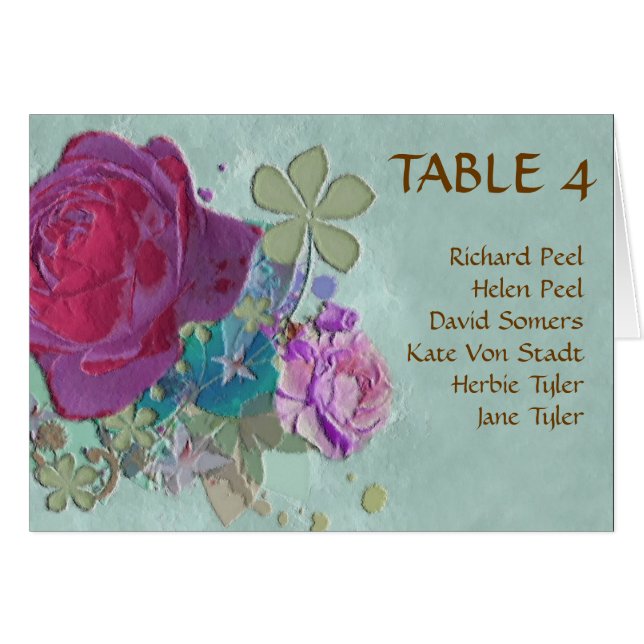 Vintage roses wedding table seating (Front Horizontal)