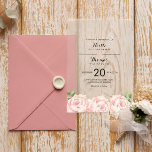 Vintage Roses Wedding  Vellum Invitations