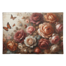Vintage Roses with Butterflies