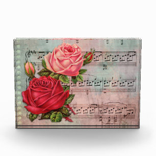 Vintage Roses with Music Notes Photo Block