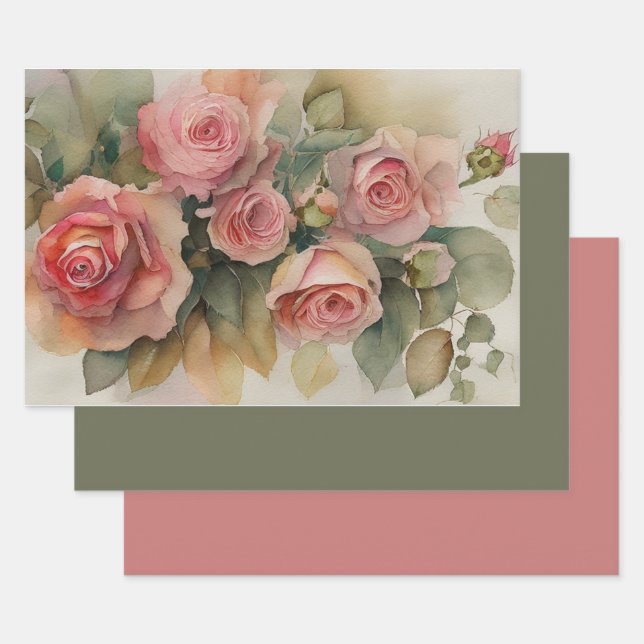 Vintage Roses Wrapping Paper Set (Set)