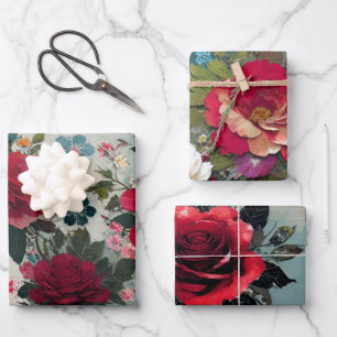 Vintage Roses Wrapping Paper Sheet