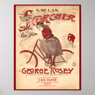 Vintage Rosey's Scorcher Bicycle Art Poster