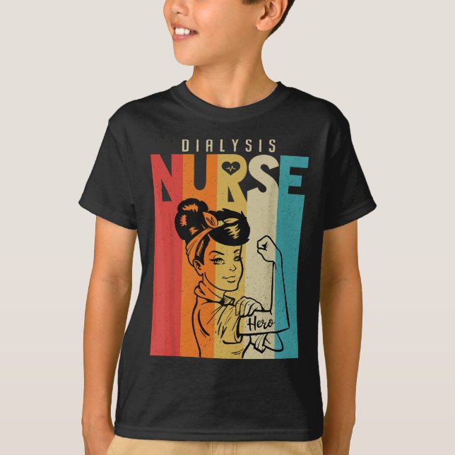 Vintage Rosie The Riveter Dialysis Nurse T-Shirt (Front)