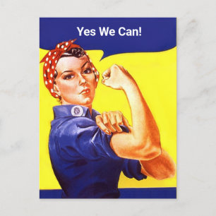 Vintage Rosie the riveter iconic do it yes we can! Holiday Postcard