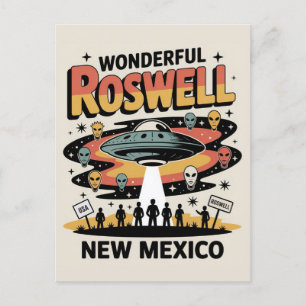 Vintage Roswell New Mexico Retro Alien UFO Postcard
