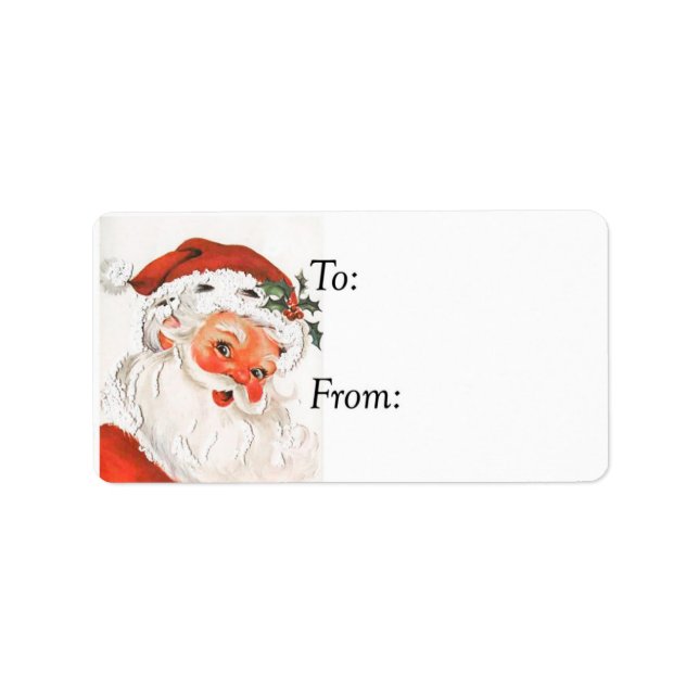 Vintage Rosy Cheeked Jolly Santa Gift Tag (Front)