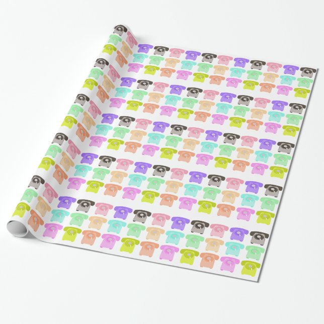 vintage rotary dial telephone wrapping paper (Unrolled)