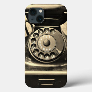 Vintage rotary phone black and sepia iphone 13 case