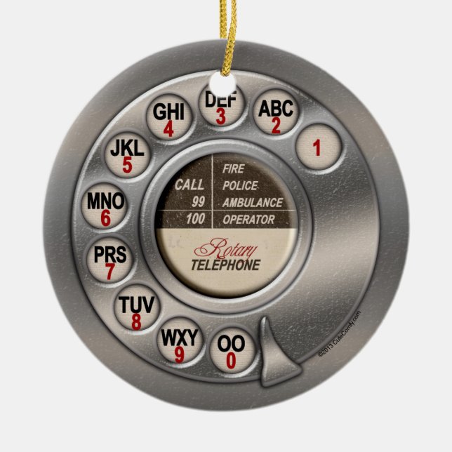 Vintage Rotary Phone Ceramic Ornament (Front)