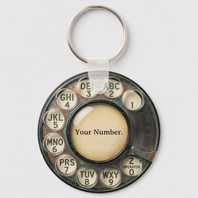 Vintage Rotary Phone Dial Keychain (Front)