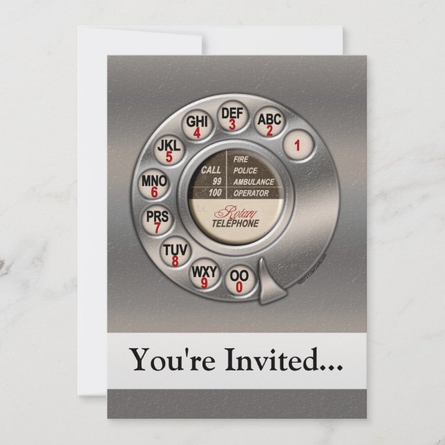 Vintage Rotary Phone Invitation (Front)
