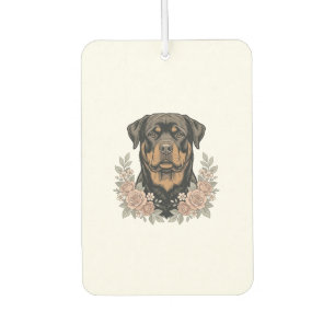 Vintage Rottweiler Floral Portrait Shirt Design_1 Air Freshener