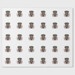 Vintage Rottweiler Floral Portrait Shirt Design_1 Wrapping Paper