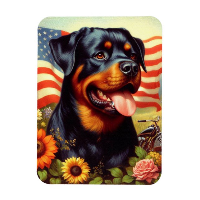 Vintage Rottweiler Painting Magnet (Vertical)