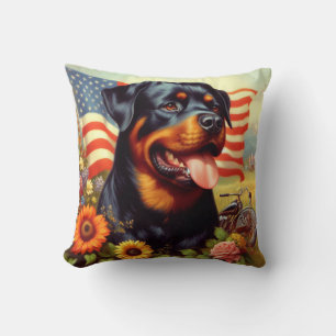 Vintage Rottweiler Painting Throw Pillow