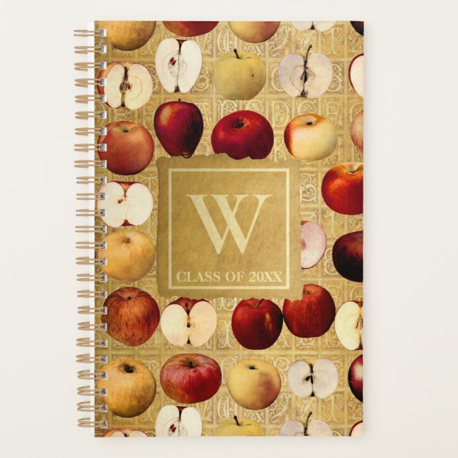 Vintage Rouge et Pommes d'or Monogramme Or (Devant)