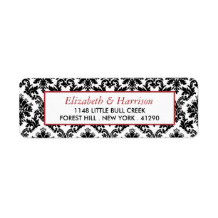 Vintage rouge, noir et blanc Mariage damassé