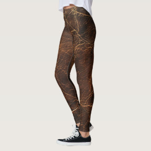 Vintage Rough Leather Texture  Leggings