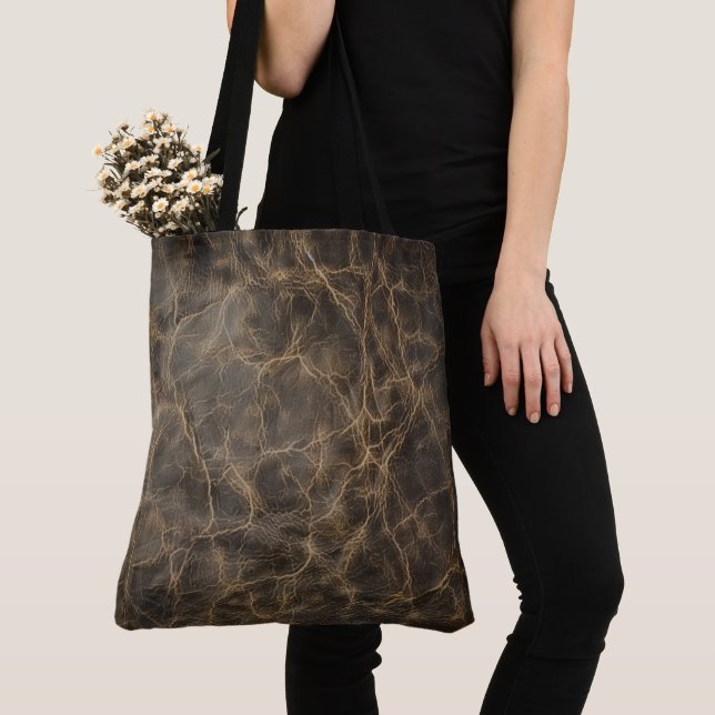 Vintage Rough Leather Texture  Tote Bag (Close Up)