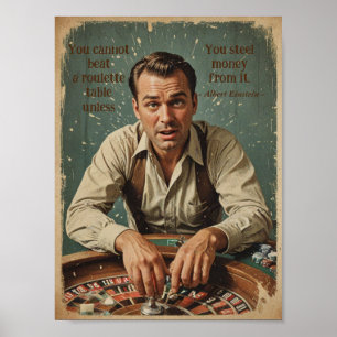 Vintage roulette player Poster with quote
