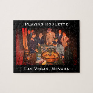 Vintage Roulette Scene, Las Vegas, Nevada Jigsaw Puzzle