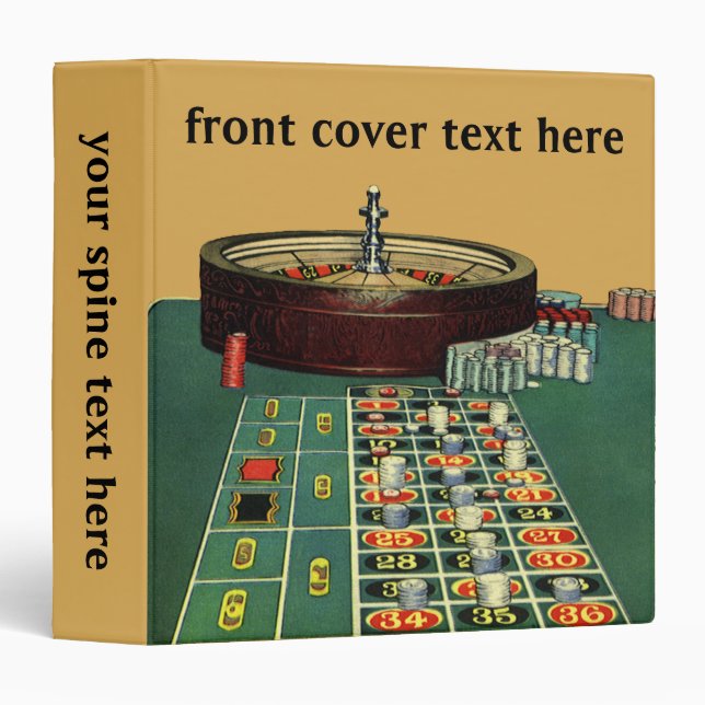 Vintage Roulette Table Casino Game, Gambling Chips Binder (Front/Spine)