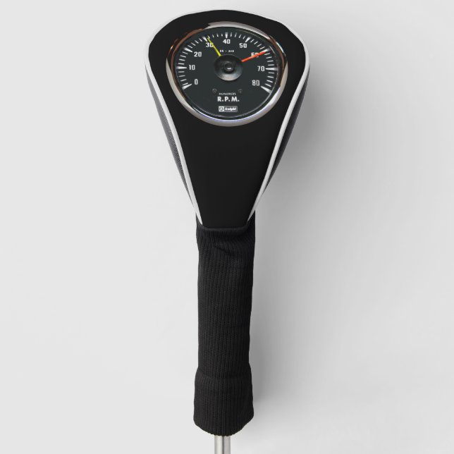 Vintage Round Analogue Auto Tachometer Golf Head Cover (Front)