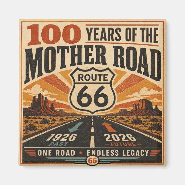 Vintage Route 66 100th Anniversary Magnet (Front)