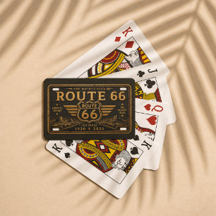 Vintage Route 66 Black Gold Design Playing Cards