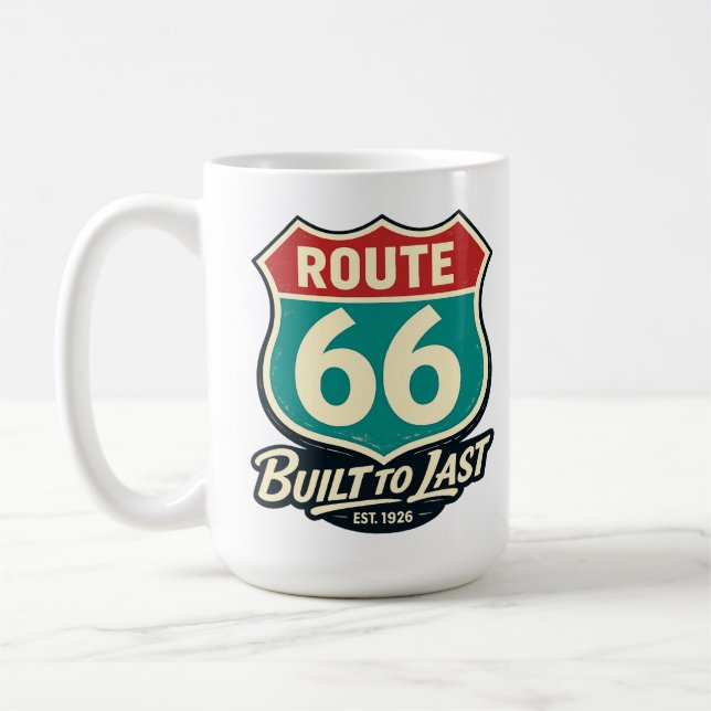 Vintage Route 66 Built To Last Coffee Mug (Left)