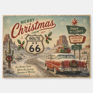 Vintage Route 66 Christmas Fridge Decor Magnet