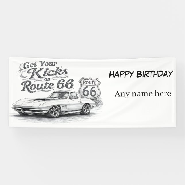 Vintage Route 66 Customizable Banner (Horizontal)