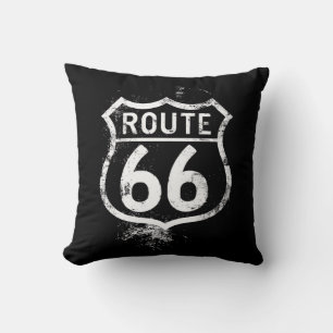 Vintage Route 66 Distressed Sign Americana Travel  Throw Pillow