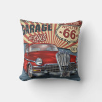 Vintage Route 66 Garage retro poster with retro ca
