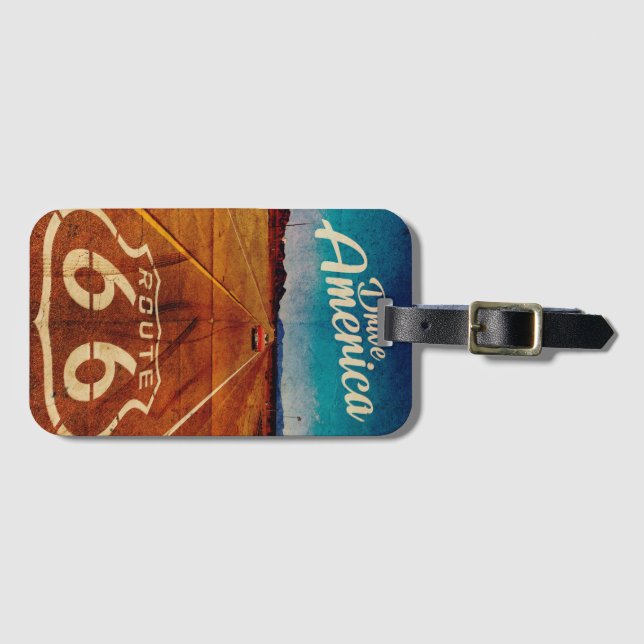 Vintage Route 66 Luggage Tag (Front Horizontal)