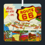 Vintage Route 66 Metal Ornament<br><div class="desc">A wonderful,  colourful vintage postcard of Route 66 repurposed on an ornament.</div>