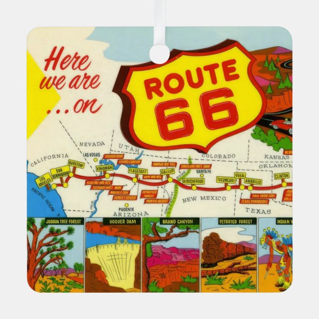 Vintage Route 66 Metal Ornament (Front)