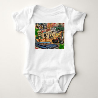 Vintage Route 66, nostalgic poster. Baby Bodysuit