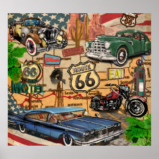 Vintage Route 66, nostalgic poster. Poster