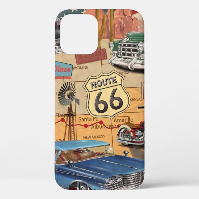 Vintage Route 66 poster. Case-Mate iPhone Case (Back)