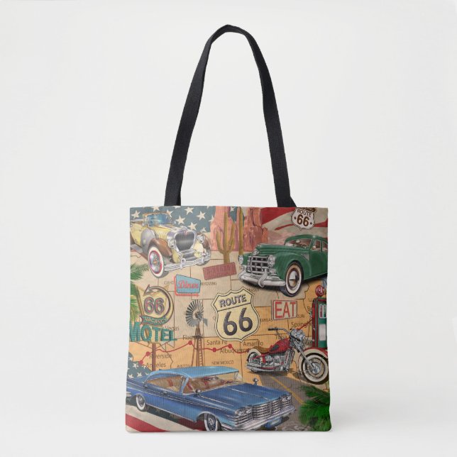 Vintage Route 66 poster. Tote Bag (Front)