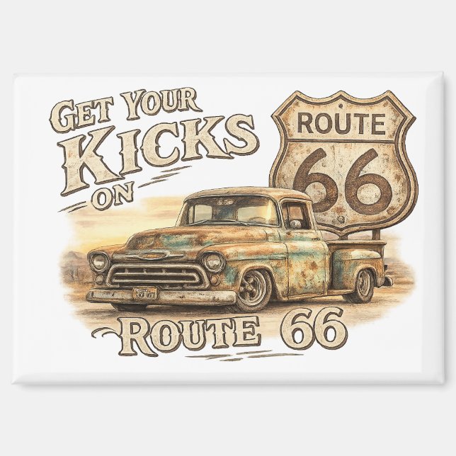 Vintage Route 66 Refrigerator Magnet | (Front)